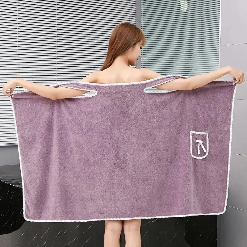 Womens Bath Towels Girls Wearable 140*85Cm Fast Drying Bathing Beach Spa Bathrobes Wash Clothing, Shower Bath And Gym Towel - Chic Cart