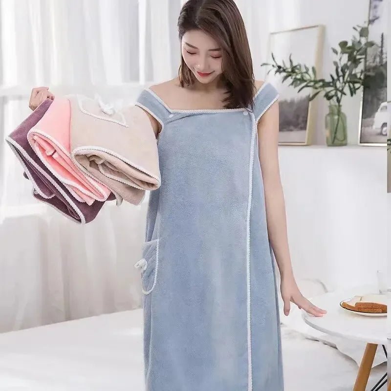 Womens Bath Towels Girls Wearable 140*85Cm Fast Drying Bathing Beach Spa Bathrobes Wash Clothing, Shower Bath And Gym Towel - Chic Cart