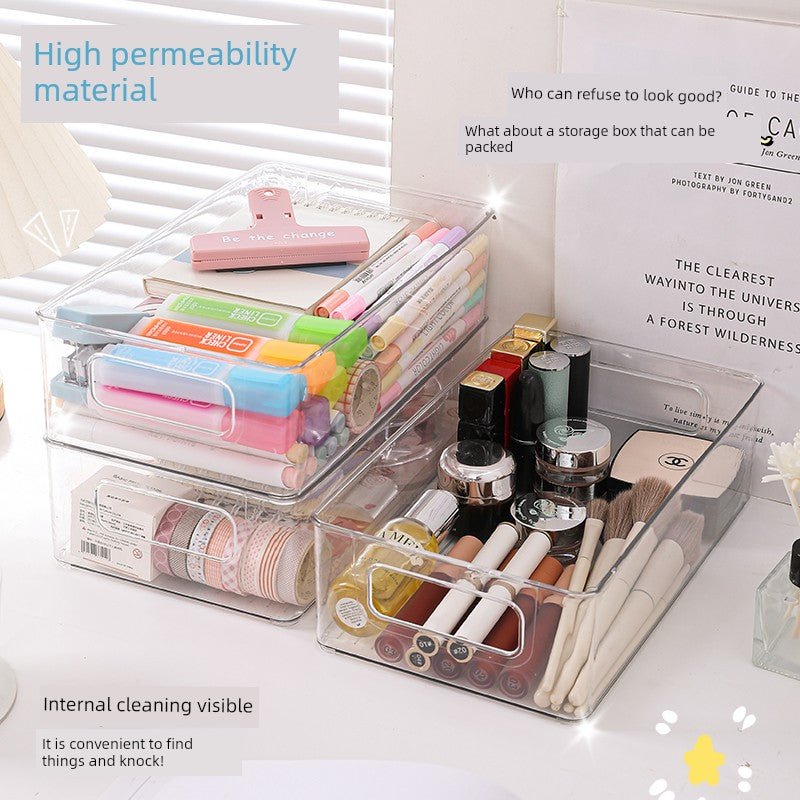 Desktop Storage Box Acrylic Cosmetics Lipstick Snack Transparent Basket Skin Care Mask Storage Sundries Rack - Chic Cart