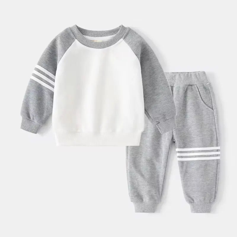 New Spring Autumn Children Clothes Set Color Patchwork Kids Boys Two - Piece Sets Children Boy Casual Tracksuit Outfits Tops Pants - Chic Cart
