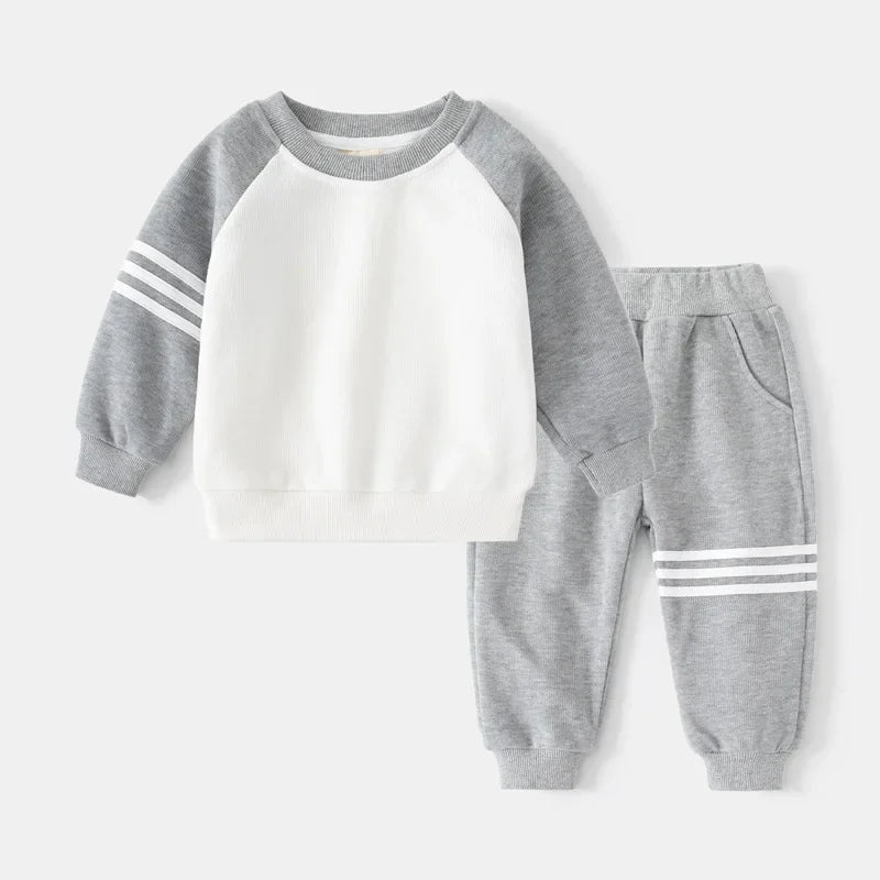 New Spring Autumn Children Clothes Set Color Patchwork Kids Boys Two - Piece Sets Children Boy Casual Tracksuit Outfits Tops Pants - Chic Cart