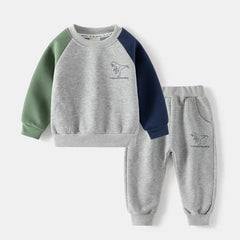 New Spring Autumn Children Clothes Set Color Patchwork Kids Boys Two - Piece Sets Children Boy Casual Tracksuit Outfits Tops Pants - Chic Cart