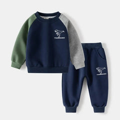 New Spring Autumn Children Clothes Set Color Patchwork Kids Boys Two - Piece Sets Children Boy Casual Tracksuit Outfits Tops Pants - Chic Cart