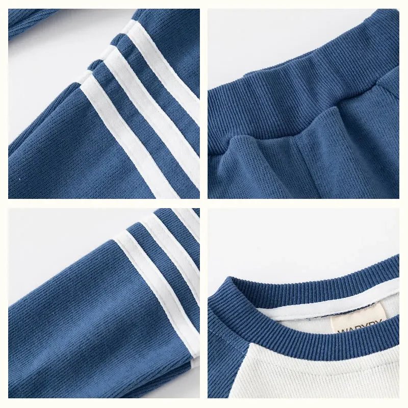 New Spring Autumn Children Clothes Set Color Patchwork Kids Boys Two - Piece Sets Children Boy Casual Tracksuit Outfits Tops Pants - Chic Cart