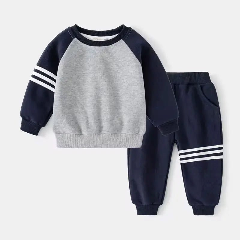 New Spring Autumn Children Clothes Set Color Patchwork Kids Boys Two - Piece Sets Children Boy Casual Tracksuit Outfits Tops Pants - Chic Cart