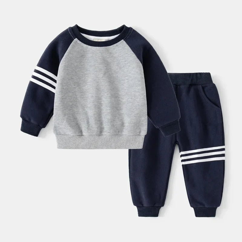New Spring Autumn Children Clothes Set Color Patchwork Kids Boys Two - Piece Sets Children Boy Casual Tracksuit Outfits Tops Pants - Chic Cart