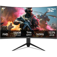 32 Inch FHD 1080p Curved Gaming Monitor - VA 1500R Curved Monitor, 165Hz 1ms MPRT, FreeSync & G - Sync, 122% sRGB - Chic Cart
