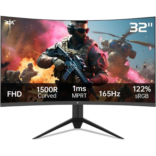 32 Inch FHD 1080p Curved Gaming Monitor - VA 1500R Curved Monitor, 165Hz 1ms MPRT, FreeSync & G - Sync, 122% sRGB - Chic Cart