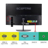 Curved 24 - inch Gaming Monitor 1080p R1500 98% sRGB HDMI x2 VGA Build - in Speakers, VESA Wall Mount Machine Black - Chic Cart