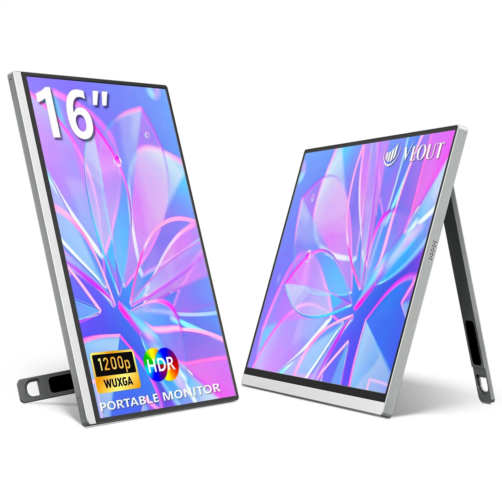 VEOUT Ultra - Portable 16inch 1920x1200 HD Monitor with Built - in Stand, HDR & Freesync, Plug - and - Play Connectivity for Smartphones - Chic Cart