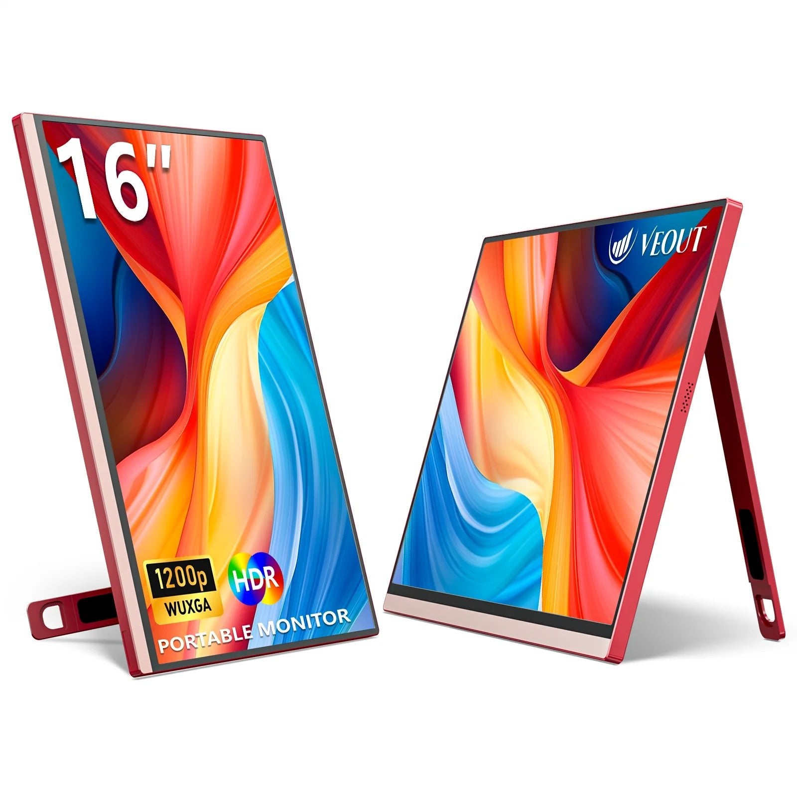 VEOUT Ultra - Portable 16inch 1920x1200 HD Monitor with Built - in Stand, HDR & Freesync, Plug - and - Play Connectivity for Smartphones - Chic Cart