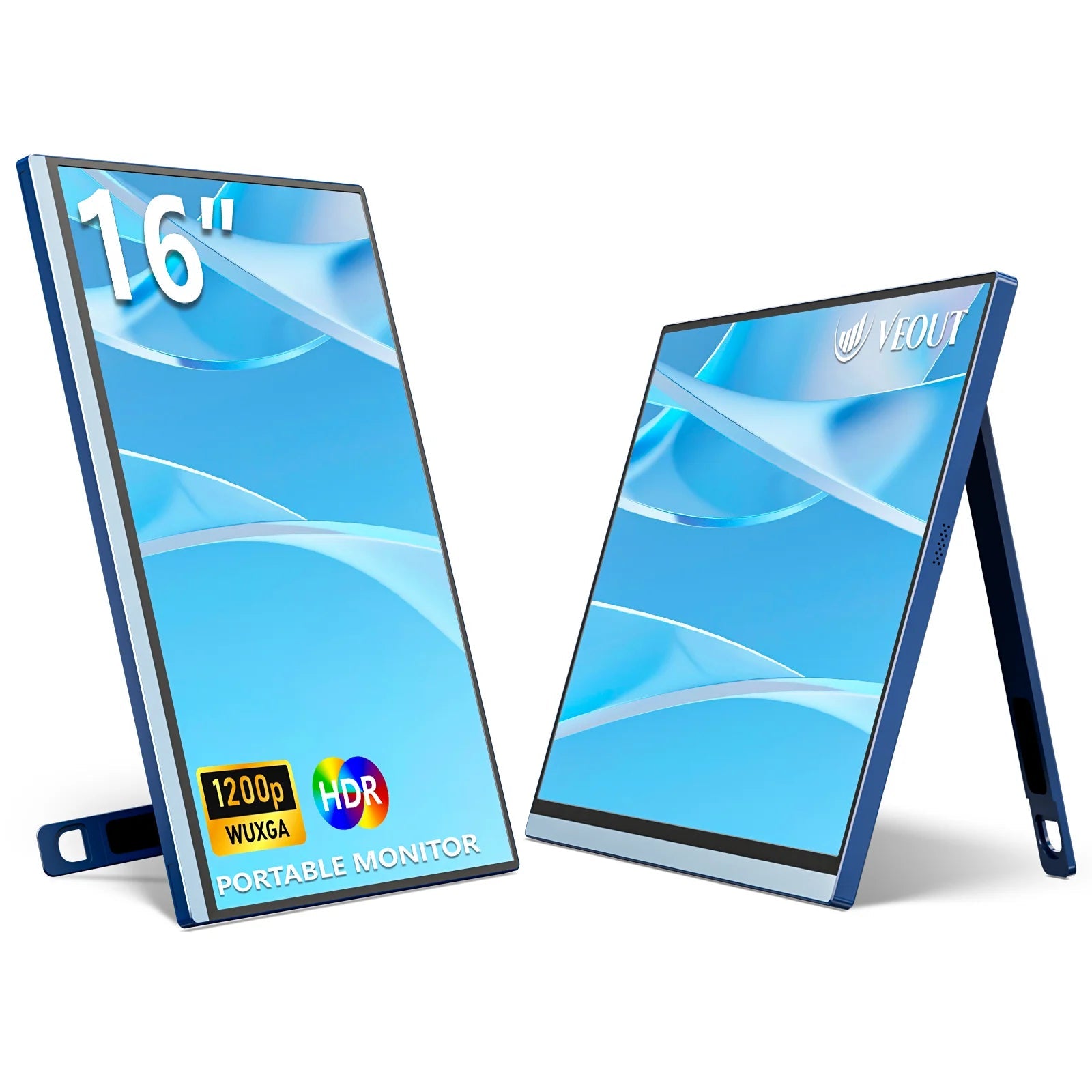 VEOUT Ultra - Portable 16inch 1920x1200 HD Monitor with Built - in Stand, HDR & Freesync, Plug - and - Play Connectivity for Smartphones - Chic Cart