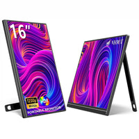 VEOUT Ultra - Portable 16inch 1920x1200 HD Monitor with Built - in Stand, HDR & Freesync, Plug - and - Play Connectivity for Smartphones - Chic Cart