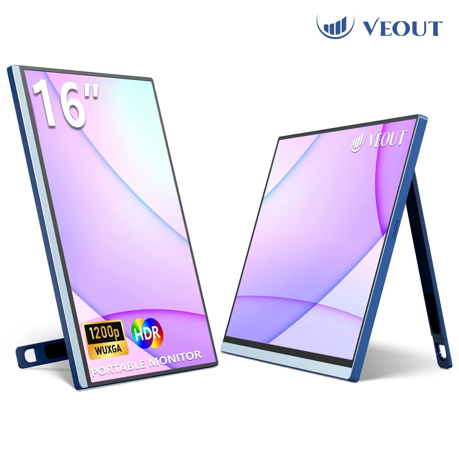 VEOUT 16" Portable Monitor, 1920 * 1200P IPS 16:10 Laptop Monitor with USB - C, Freesync HDMI Gaming Monitor Featuring a Kickstand - Chic Cart