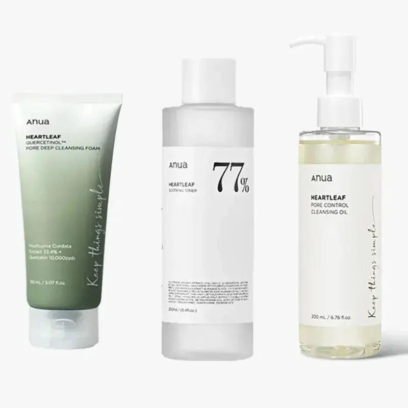 Anua Skincare Products Full Set Heartleaf Hydrating Toner Facial Cleanser Nicotinamide Essence Cleansing Oil Korean Skincare Set - Chic Cart