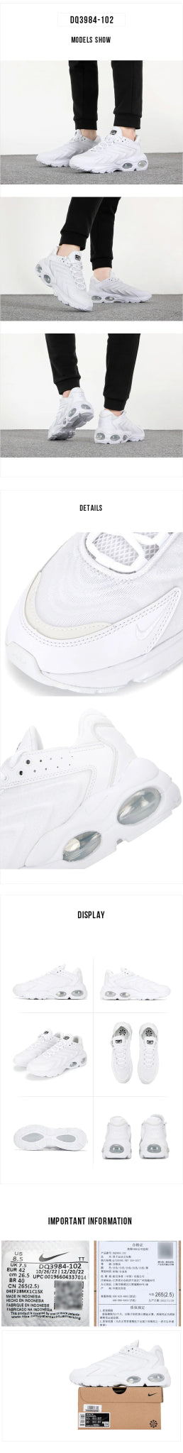NIKE AIR MAX TW NN men's sports shoes Air cushion cushioned breathable comfortable fashion retro casual running shoes DQ3984 - 102 - Chic Cart