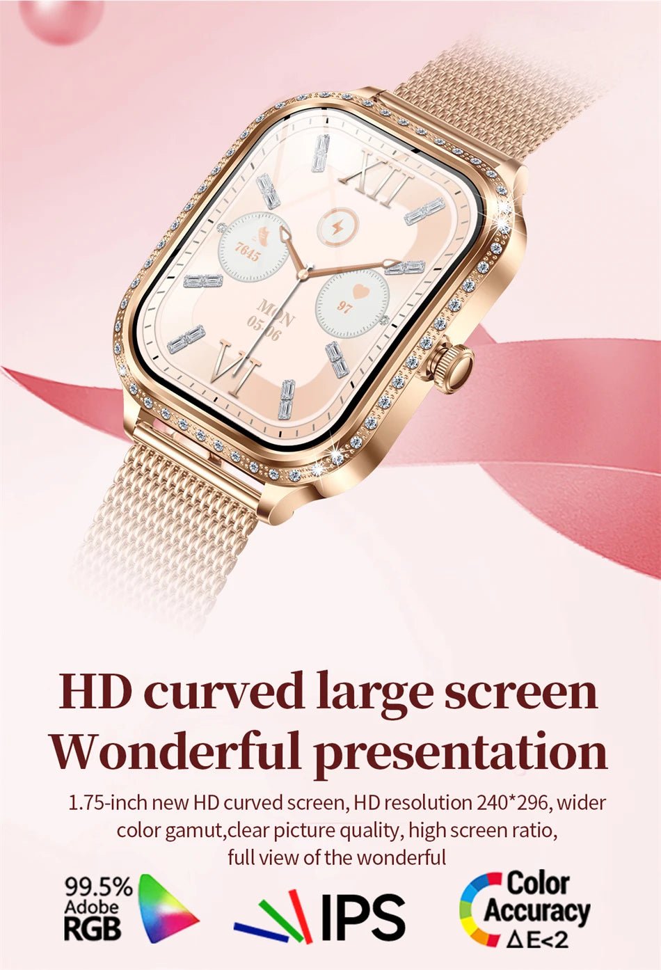 New For HUAWEI FIT3 Smart Watch Women 1.75" HD Display Heart Rate Sport Fitness IP68 Waterproof BT Call Smartwatch For Lady Gift - Chic Cart AMI Cart