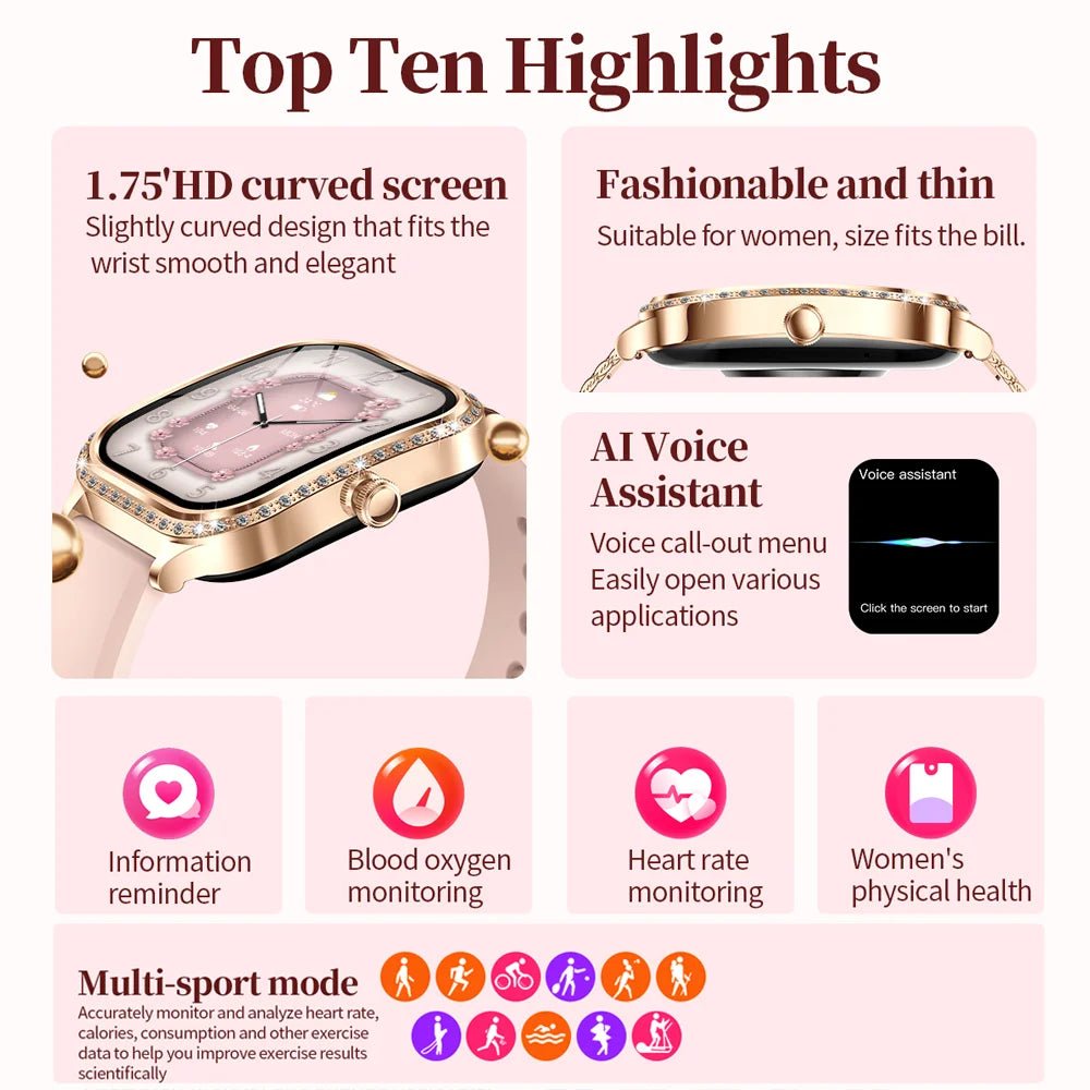 New For HUAWEI FIT3 Smart Watch Women 1.75" HD Display Heart Rate Sport Fitness IP68 Waterproof BT Call Smartwatch For Lady Gift - Chic Cart AMI Cart