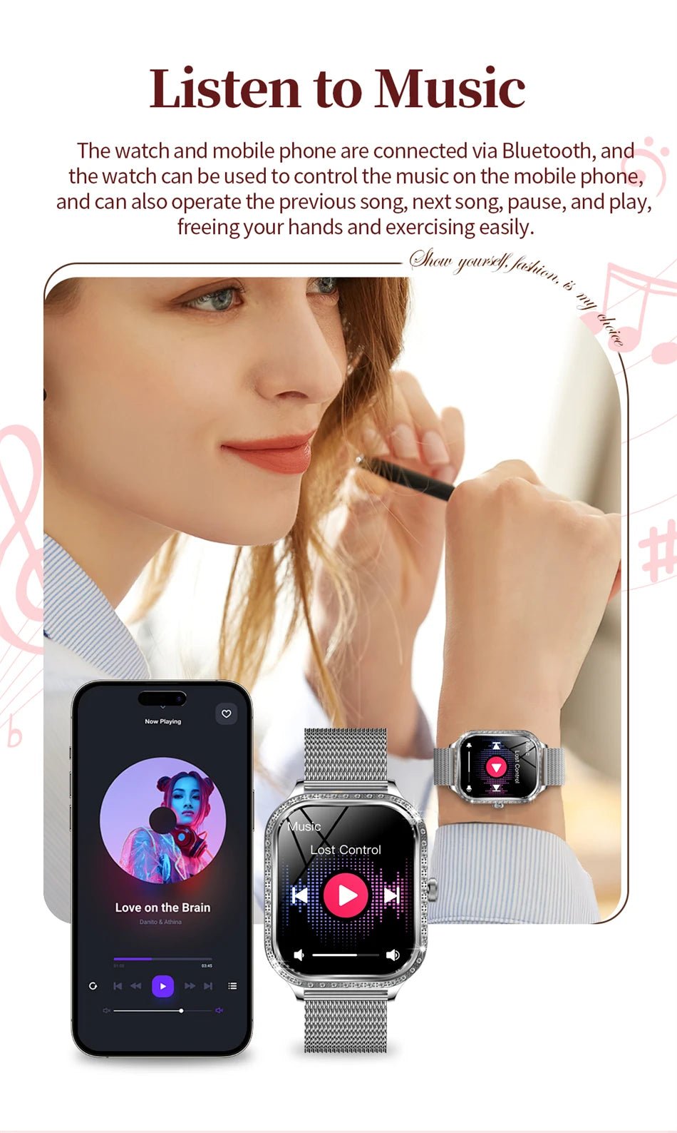 New For HUAWEI FIT3 Smart Watch Women 1.75" HD Display Heart Rate Sport Fitness IP68 Waterproof BT Call Smartwatch For Lady Gift - Chic Cart AMI Cart
