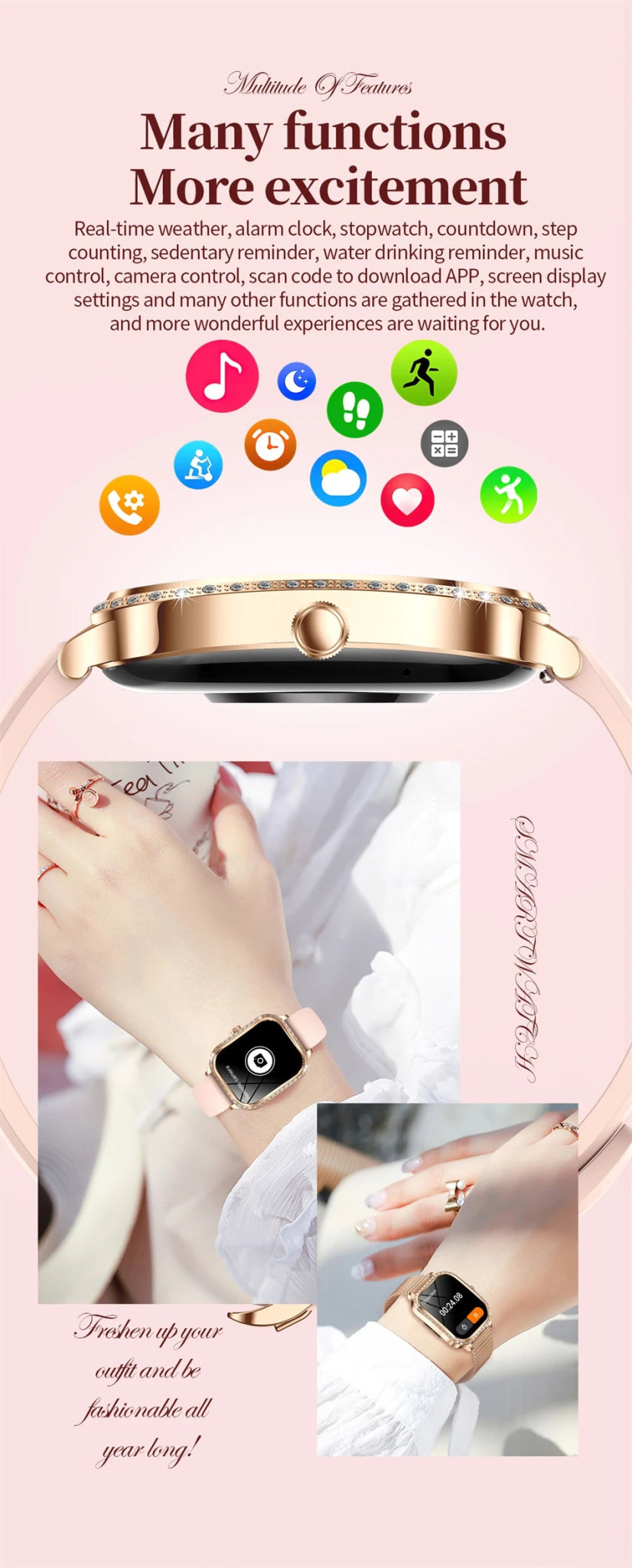New For HUAWEI FIT3 Smart Watch Women 1.75" HD Display Heart Rate Sport Fitness IP68 Waterproof BT Call Smartwatch For Lady Gift - Chic Cart AMI Cart