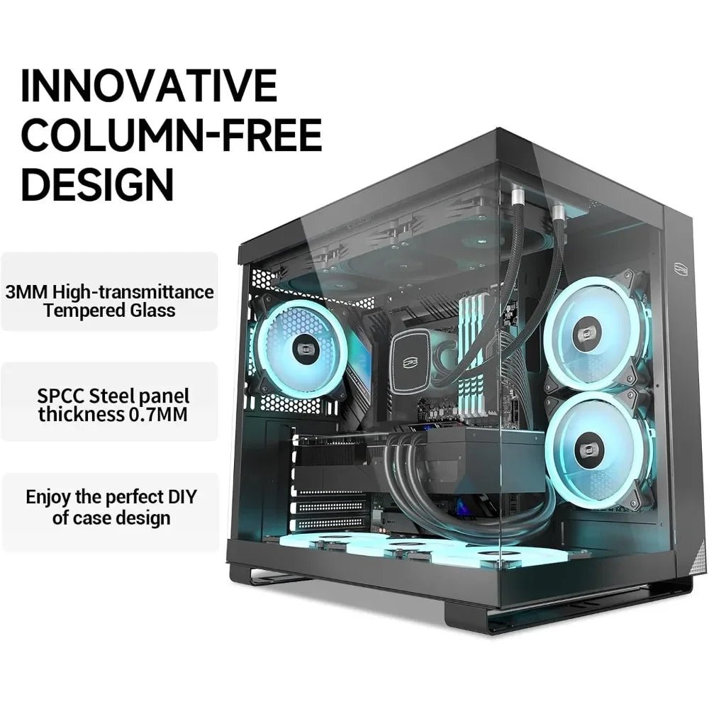 Mid Tower Computer Case for ATX/M - ATX/ITX, 6 ARGB Case Fans, Column - Free Design, 360MM Radiator, 400MM GPU Support, Gaming Case - Chic Cart AMI Cart