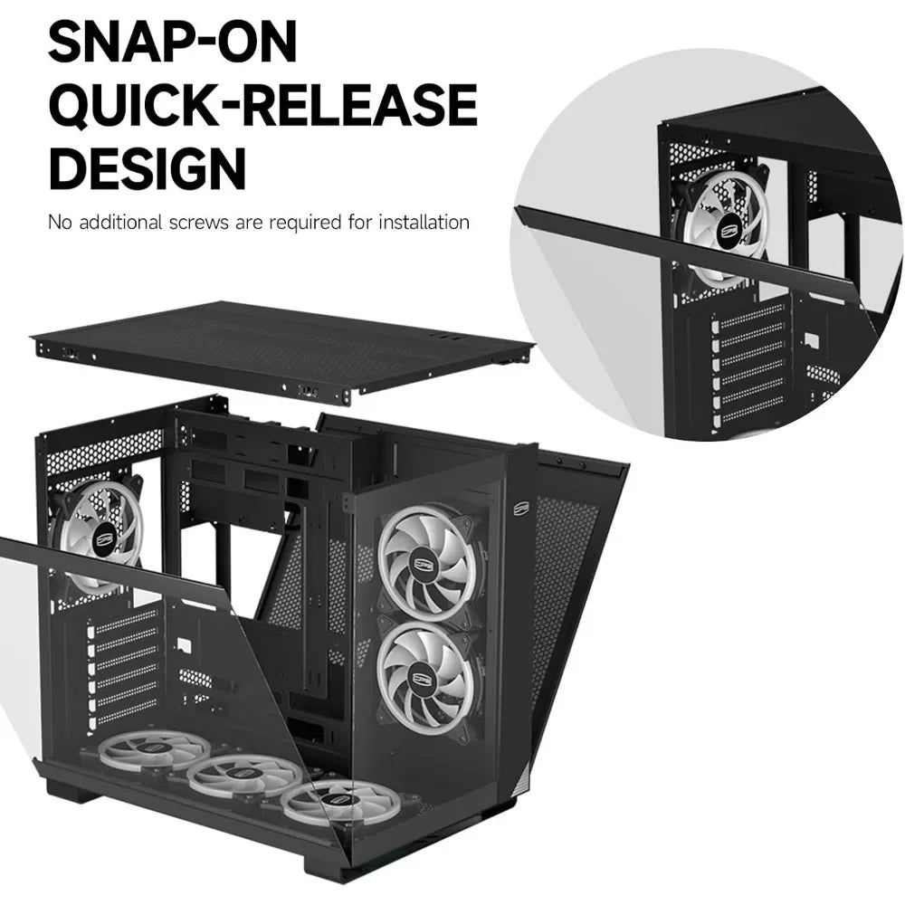 Mid Tower Computer Case for ATX/M - ATX/ITX, 6 ARGB Case Fans, Column - Free Design, 360MM Radiator, 400MM GPU Support, Gaming Case - Chic Cart AMI Cart