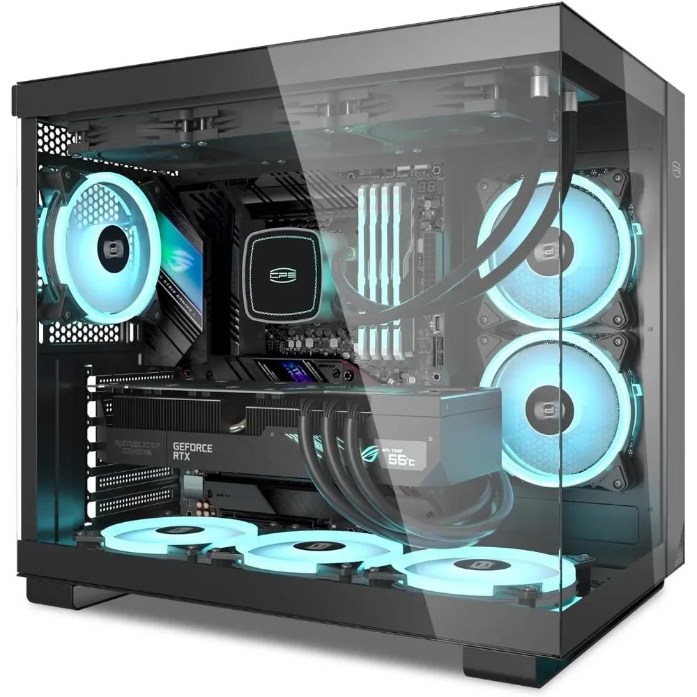Mid Tower Computer Case for ATX/M - ATX/ITX, 6 ARGB Case Fans, Column - Free Design, 360MM Radiator, 400MM GPU Support, Gaming Case - Chic Cart AMI Cart