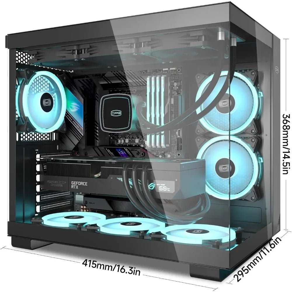 Mid Tower Computer Case for ATX/M - ATX/ITX, 6 ARGB Case Fans, Column - Free Design, 360MM Radiator, 400MM GPU Support, Gaming Case - Chic Cart AMI Cart