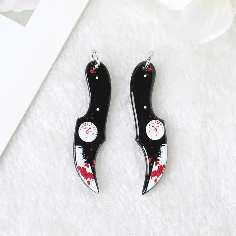 10 Pcs Gothic Bloody Knife Charms Acrylic Halloween Weapon Shape Jewlery Findings For Earring Necklace Diy - Chic Cart 