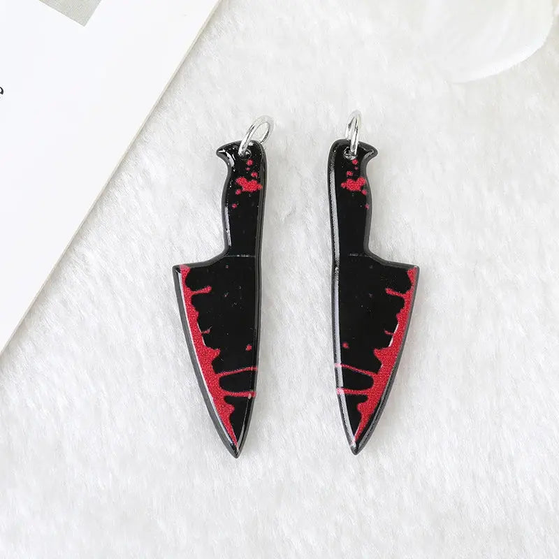 10 Pcs Gothic Bloody Knife Charms Acrylic Halloween Weapon Shape Jewlery Findings For Earring Necklace Diy - Chic Cart 