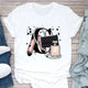 Women's T Shirt Summer Fashion Girl Bag Printed Ladies T-shirt Casual Short Sleeve Female Clothing Top Tee White T-shirt - Chic Cart