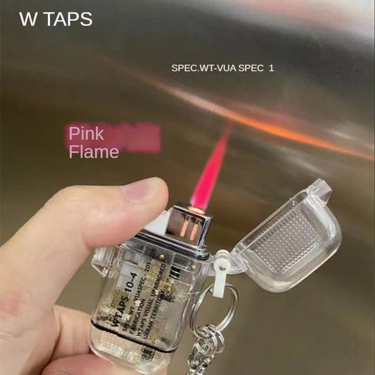 New Waterproof Plasma Lighter Pink Flame Cartoon Outdoor Camping Sports Windproof Lighter Smoking Camping Survival Gadget - Chic Cart