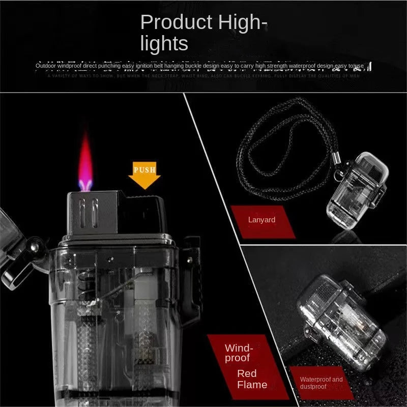 New Waterproof Plasma Lighter Pink Flame Cartoon Outdoor Camping Sports Windproof Lighter Smoking Camping Survival Gadget - Chic Cart