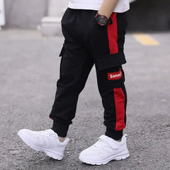 Children's pants 2024 spring and autumn handsome boys big pocket overalls boys casual pants sports trousers 4 - 10 years old - Chic Cart