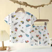 Children's Clothing Summer Short Sleeve Home Sleepwear Children Sets Kids Clothes Boy Girl T-shirt shorts Cotton Suit Baby - Chic Cart