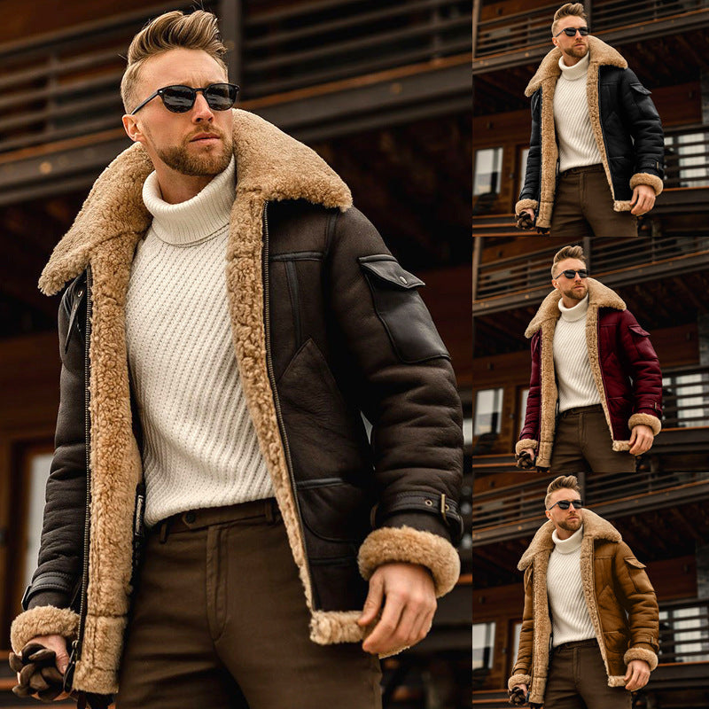 Winter Jacket Men's Military Fleece Warm Jackets Male Fur Collar Coats