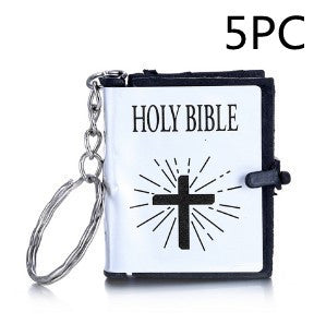 Mini English HOLY BIBLE Key Chains Real Paper Readable