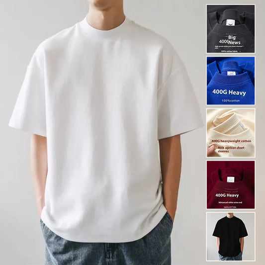 Plus Size Cotton Men's Blank T-Shirt White Oversized