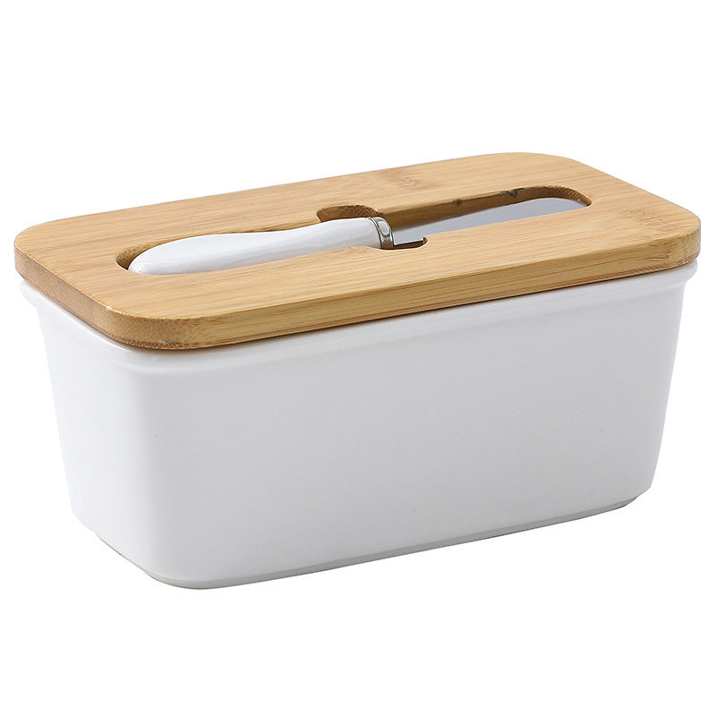 Ceramic Butter Box With Lid And Knife Sealed Storage