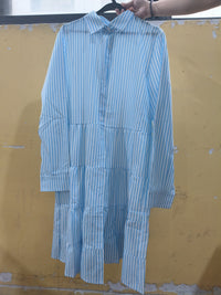 Striped Long-sleeved Shirt Dress Fashion Lapel Button Dresses