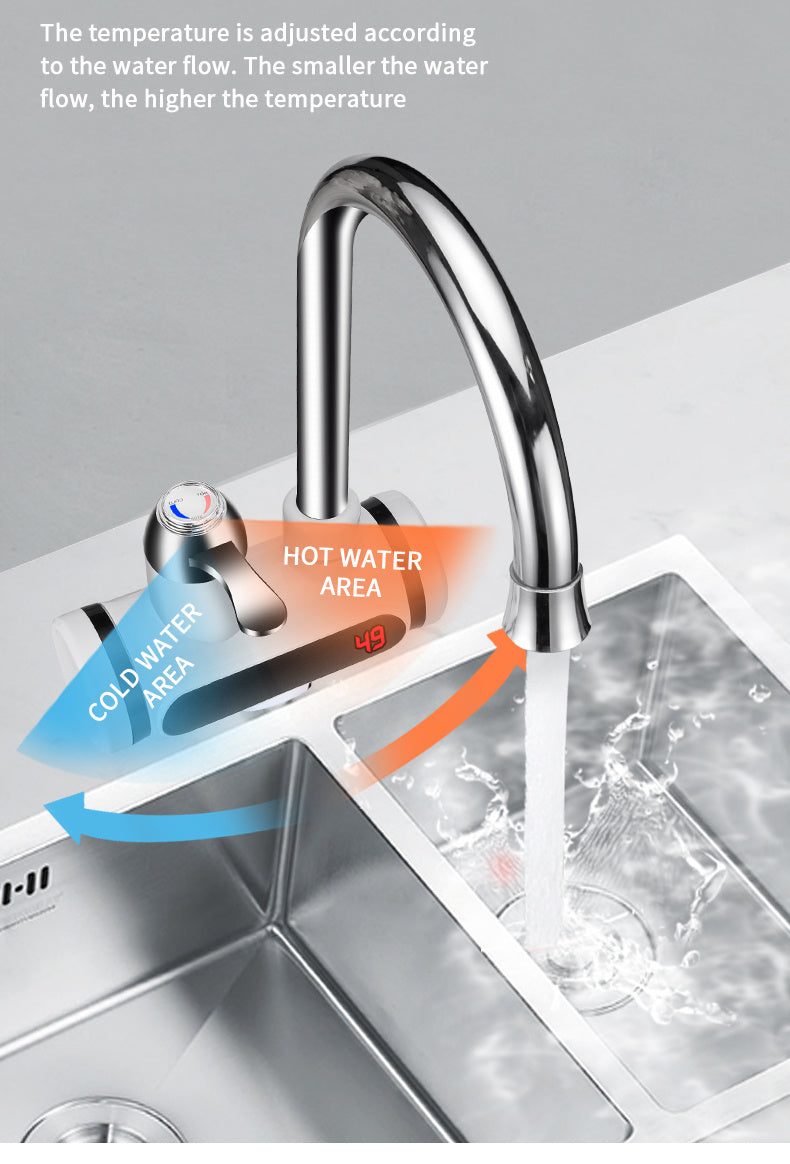 Kitchen Electric Water Tap  Water Heater Temperature Display