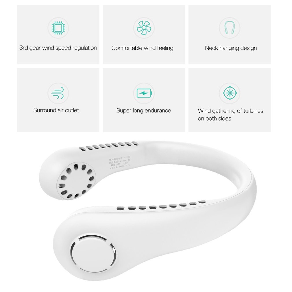 Mini Hanging Handheld Leafless Hanging Neck Fan Portable Silent