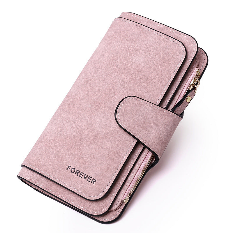 New Buckle Women's Long Wallet Three Fold Fashion Women