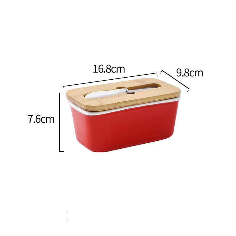 Ceramic Butter Box With Lid And Knife Sealed Storage