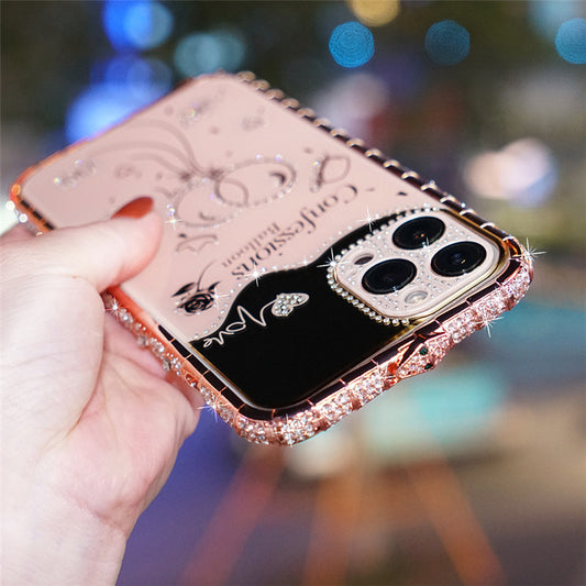 Mobile Phone Case With Diamond Metal Frame