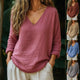 Casual Loose Fashion Cotton And Linen Long-sleeved Top