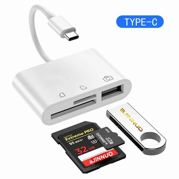 USB C 3 In 1 Hub Converter Type-C Adapter SD Card Reader