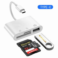 USB C 3 In 1 Hub Converter Type-C Adapter SD Card Reader