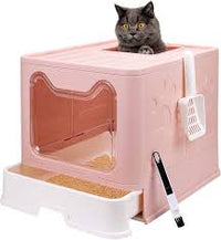 Foldable Cat Litter Box Front Entry & Top Exit Toilet Boxes