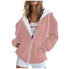 Solid Zipper Hoodie Women Warm Fleece Hooded Sweatshirt
